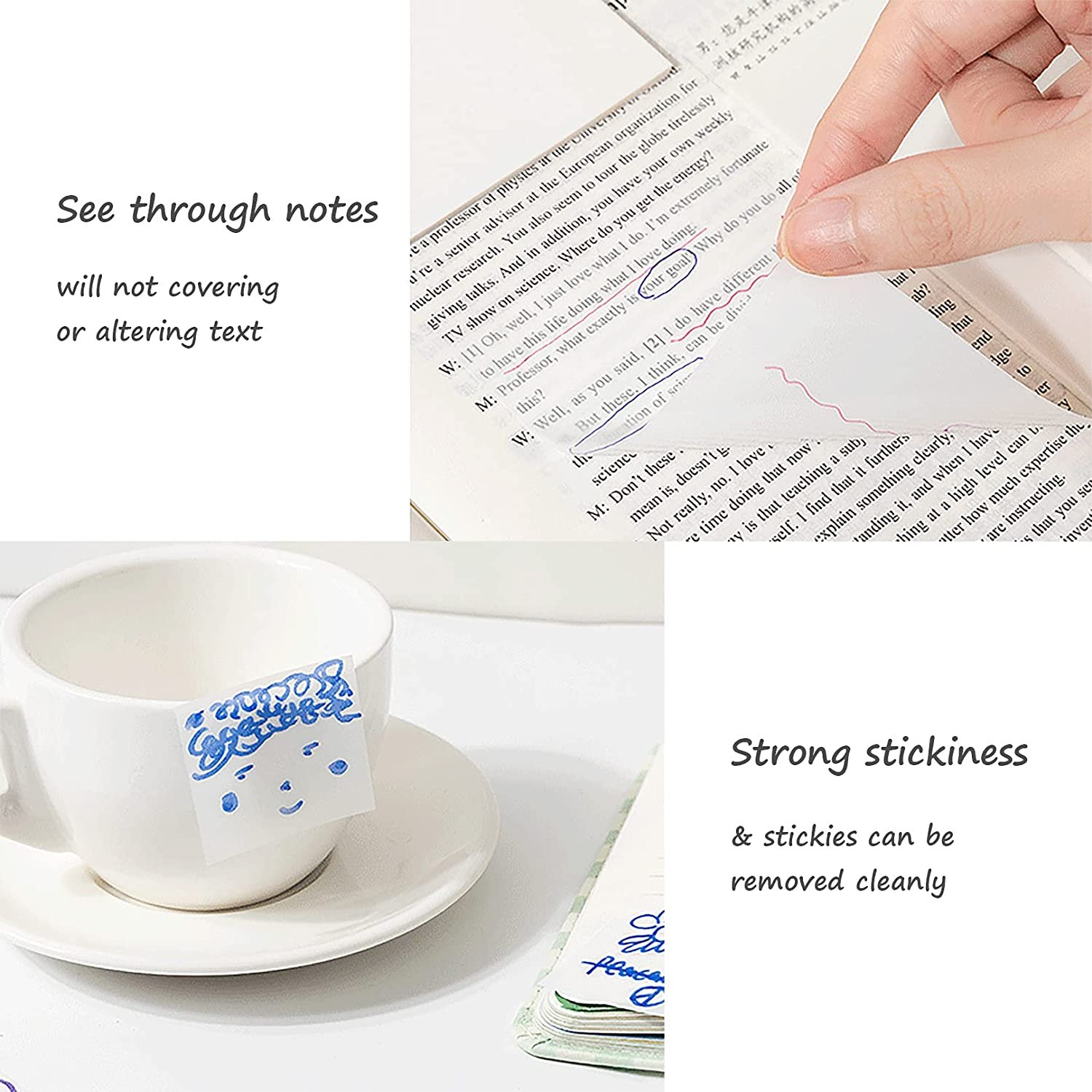 50 Sheets/bag Transparent PET Memo Pad Posted It Sticky Notes Planner Sticker Notepad School Supplies Stationery