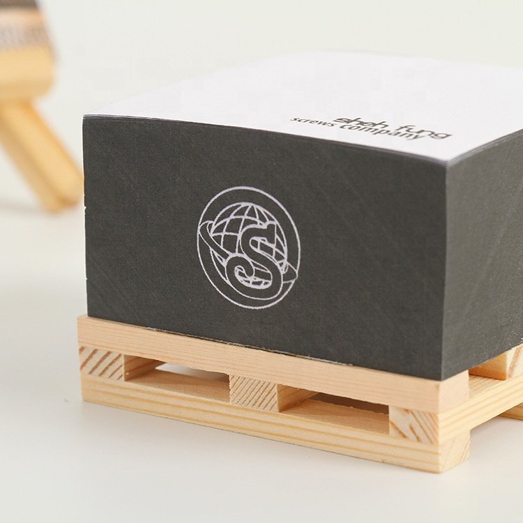 Custom Cube Logistics Wood Pallet Memo Pads Self-Adhesive Magnetic Loose Leaf Sticky Notes for Gift & Promotion