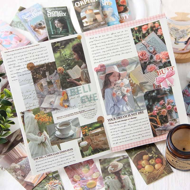 50pcs/pack grunge chapter vintage material paper cross-border decoration note book handbook sticker book