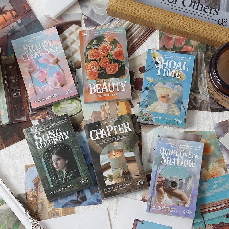 50pcs/pack grunge chapter vintage material paper cross-border decoration note book handbook sticker book