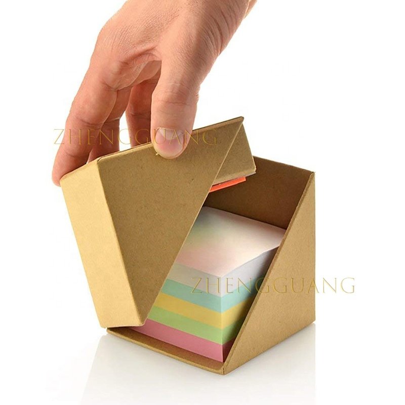 Zhengguang 2024 Office Foldable Square Shaped Paper Box Memo Pad Cube Sticky Notes With Pen Holder