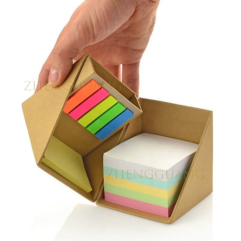 Zhengguang 2024 Office Foldable Square Shaped Paper Box Memo Pad Cube Sticky Notes With Pen Holder
