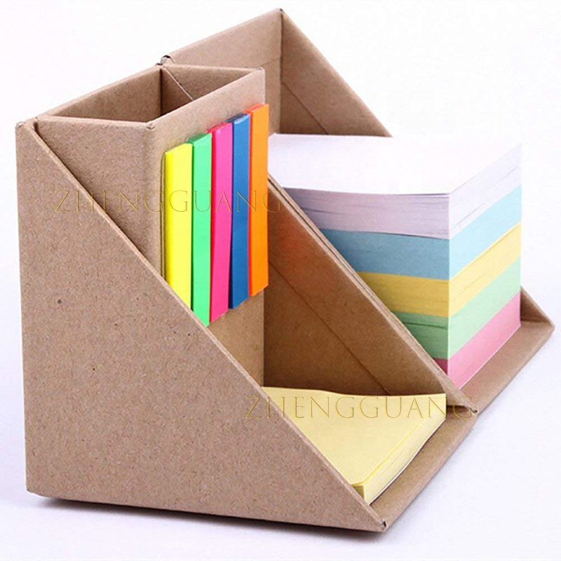 Zhengguang 2024 Office Foldable Square Shaped Paper Box Memo Pad Cube Sticky Notes With Pen Holder