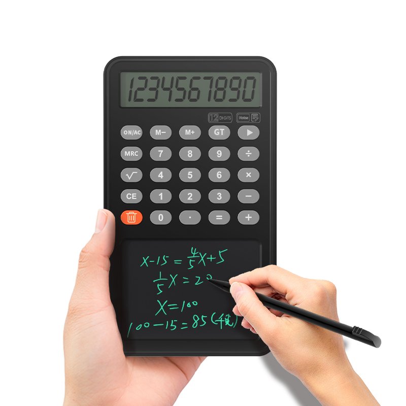 Portable multi-purpose calculator writing board, 12 digit calculator, electronic writing board for office and school supplies