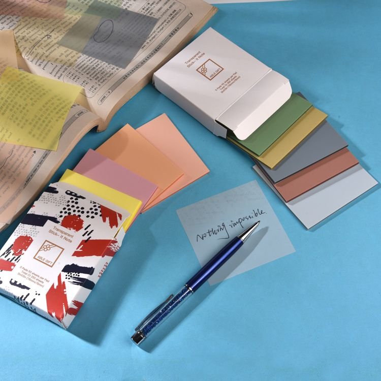 Moranti Self-Adhesive Memo Pad Waterproof PET Sticky Note with Magnetic Feature School Office Gift Use Available Various Colors