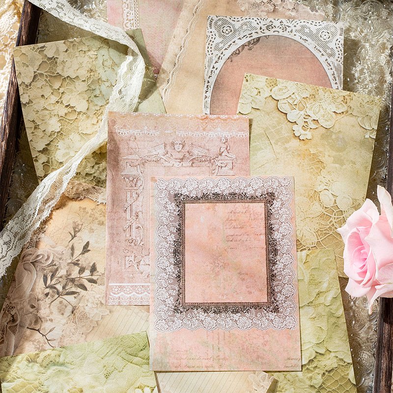 Muxia lace vintage lace junk journal handbook decorative collage scrapbooking supplies scrapbook paper pack