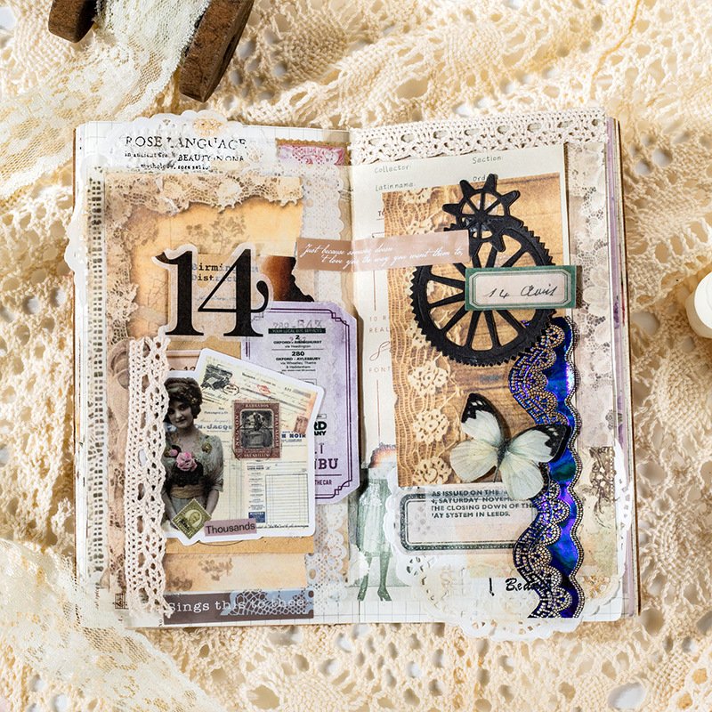 Muxia lace vintage lace junk journal handbook decorative collage scrapbooking supplies scrapbook paper pack