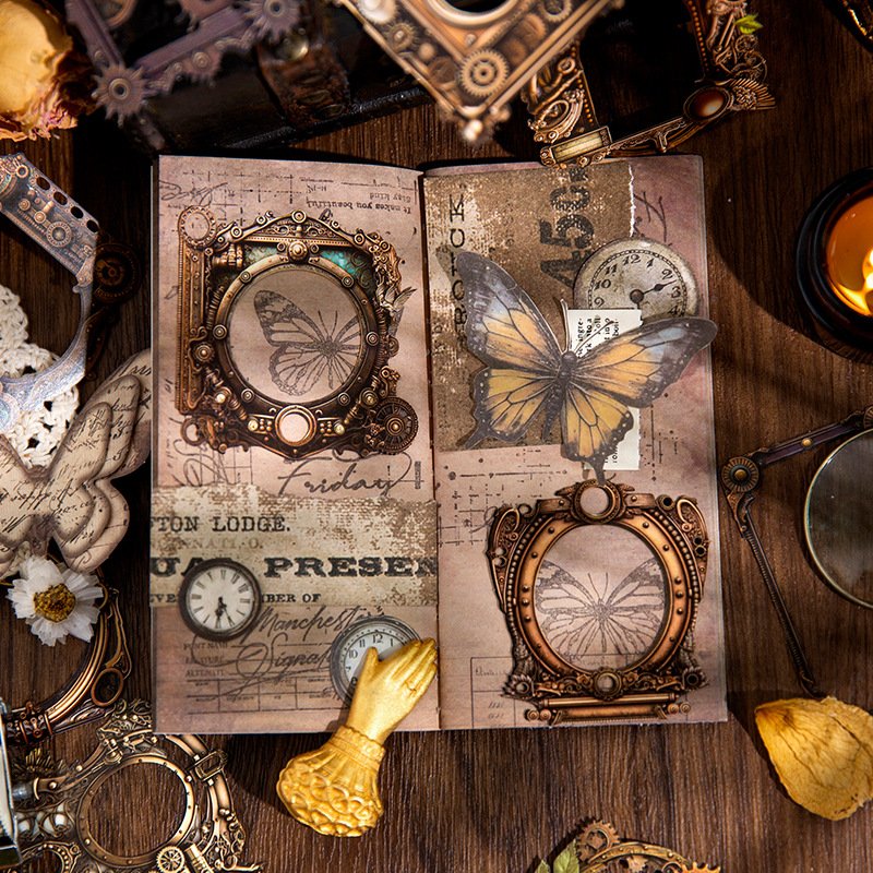 10 Pcs/Pack Mechanical Era Series Retro Hollow Hand Account DIY Material Decoration Base Memo Pad