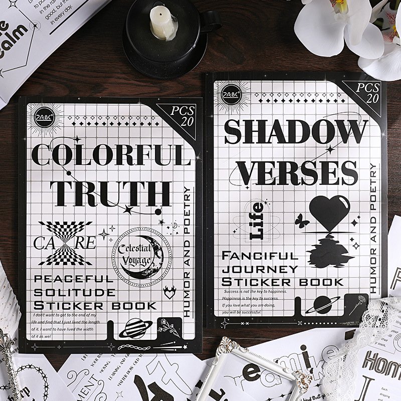 Retro Black and White Memo Pad DIY Stickers Memo Pad Stationery Sticker Book 20 Sheets