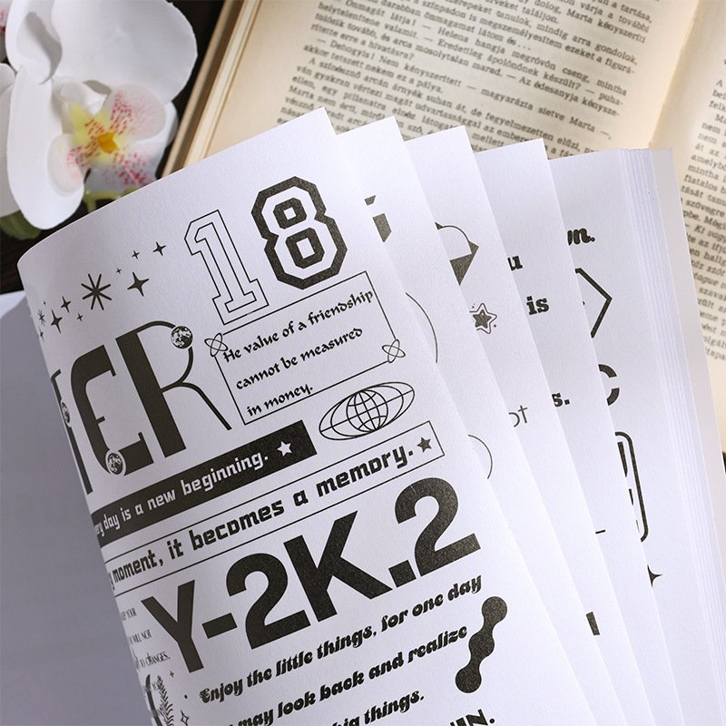 Retro Black and White Memo Pad DIY Stickers Memo Pad Stationery Sticker Book 20 Sheets