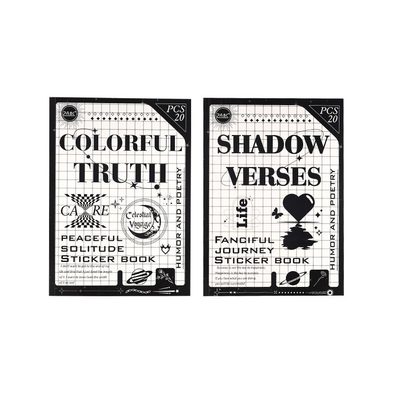 Retro Black and White Memo Pad DIY Stickers Memo Pad Stationery Sticker Book 20 Sheets