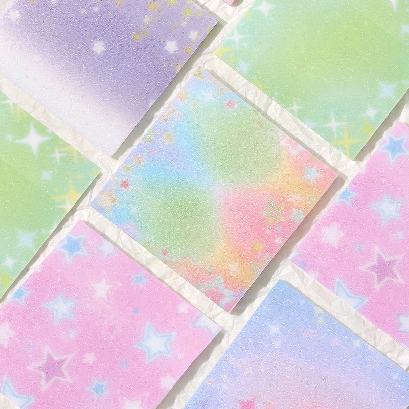 Color Smudging Shining Stars Sticky Memo Pad Eco-friendly Pet N Times Message Note Decoration Refrigerator Sticker Custom
