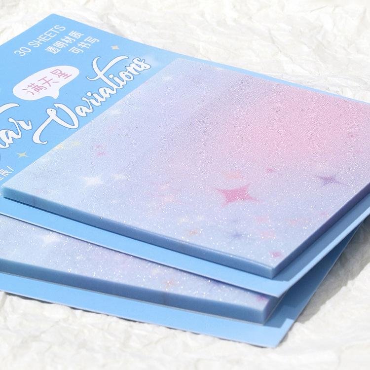 Color Smudging Shining Stars Sticky Memo Pad Eco-friendly Pet N Times Message Note Decoration Refrigerator Sticker Custom