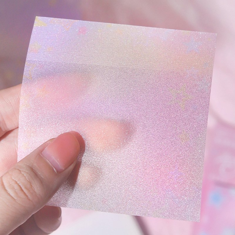 Color Smudging Shining Stars Sticky Memo Pad Eco-friendly Pet N Times Message Note Decoration Refrigerator Sticker Custom