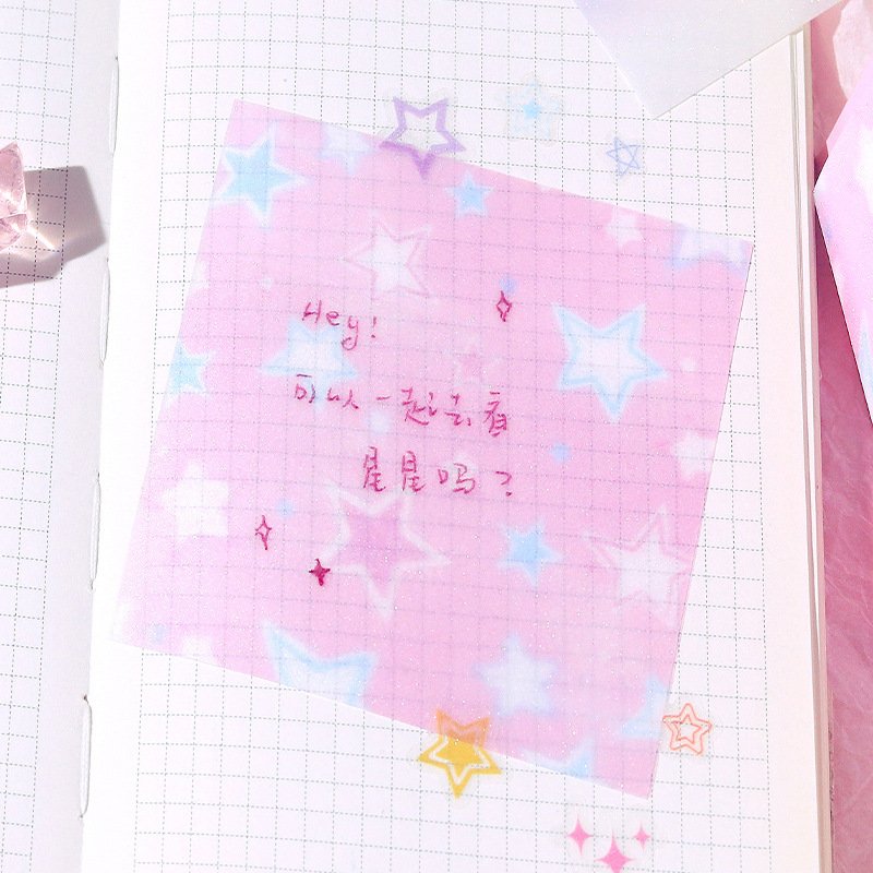 Color Smudging Shining Stars Sticky Memo Pad Eco-friendly Pet N Times Message Note Decoration Refrigerator Sticker Custom