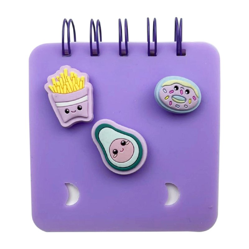 Customized Pocket Size Silicone Spiral Notebook for Students Cute Colorful Silicone Memo Pad Notepad With 3 Charms