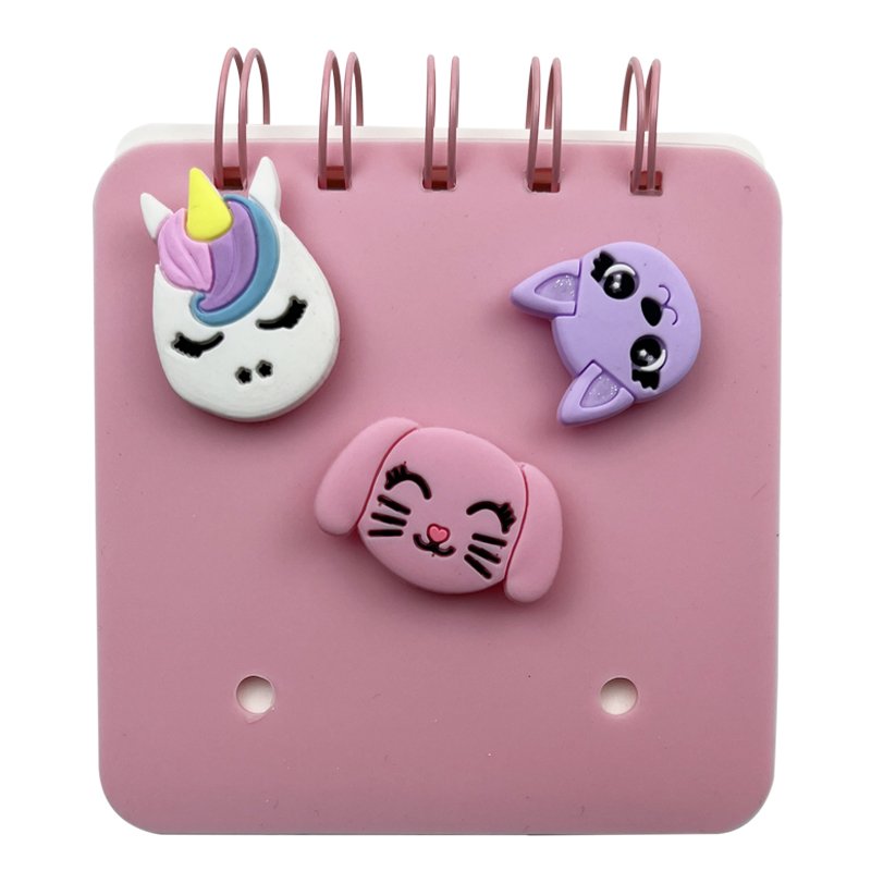 Customized Pocket Size Silicone Spiral Notebook for Students Cute Colorful Silicone Memo Pad Notepad With 3 Charms