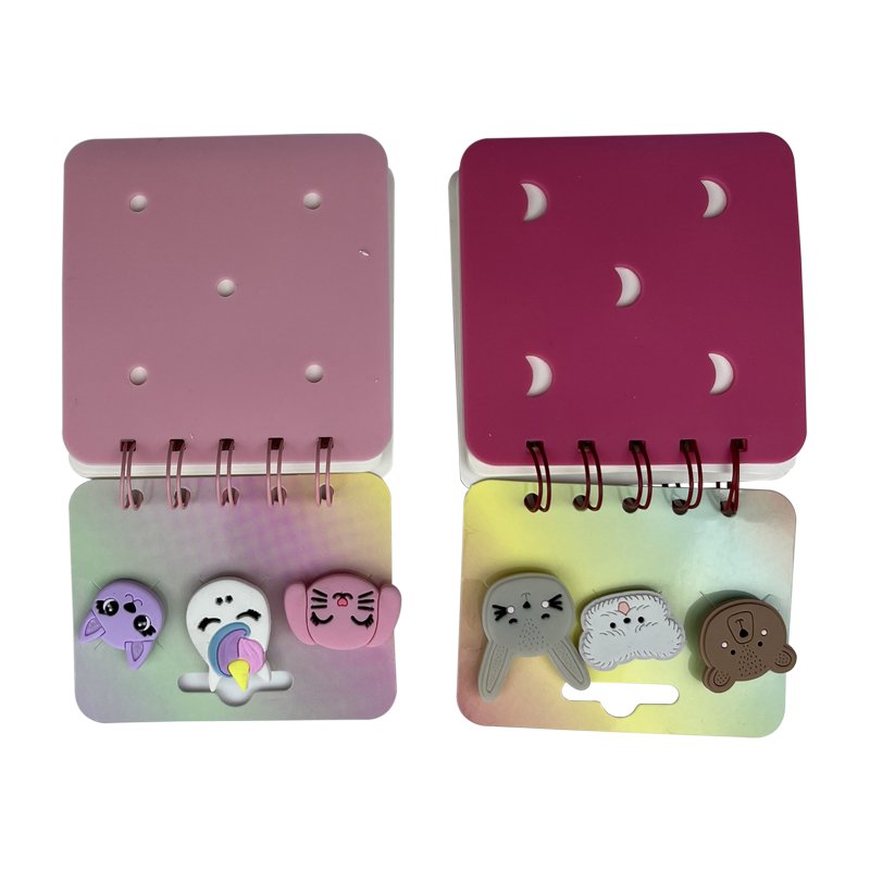 Customized Pocket Size Silicone Spiral Notebook for Students Cute Colorful Silicone Memo Pad Notepad With 3 Charms