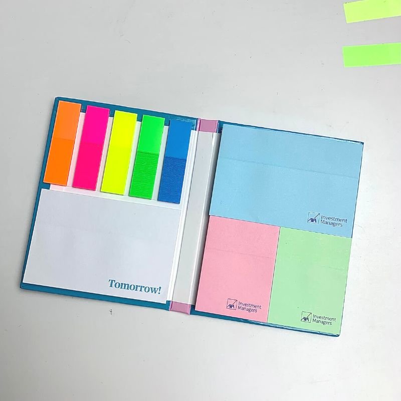 Custom Office Memo Pad Hard Cover Paper Index Set Combination Sticky Notes With Logo