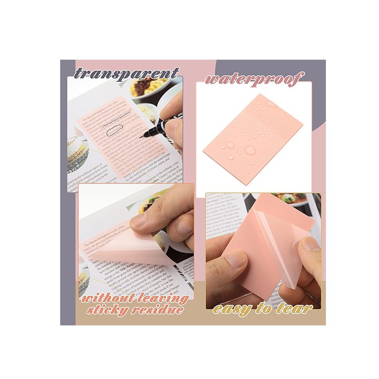 Supplier OEM creative design Pastel bible Transparent PET Sticky Note Sets pads Self-adhesive Memo Pad for Bible Journaling