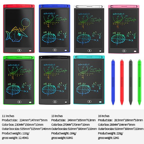 ABLE notepad 8.5 inch single colour handwriting board LCD electronic writing board Custom stationery lcd writing pad 12 inch
