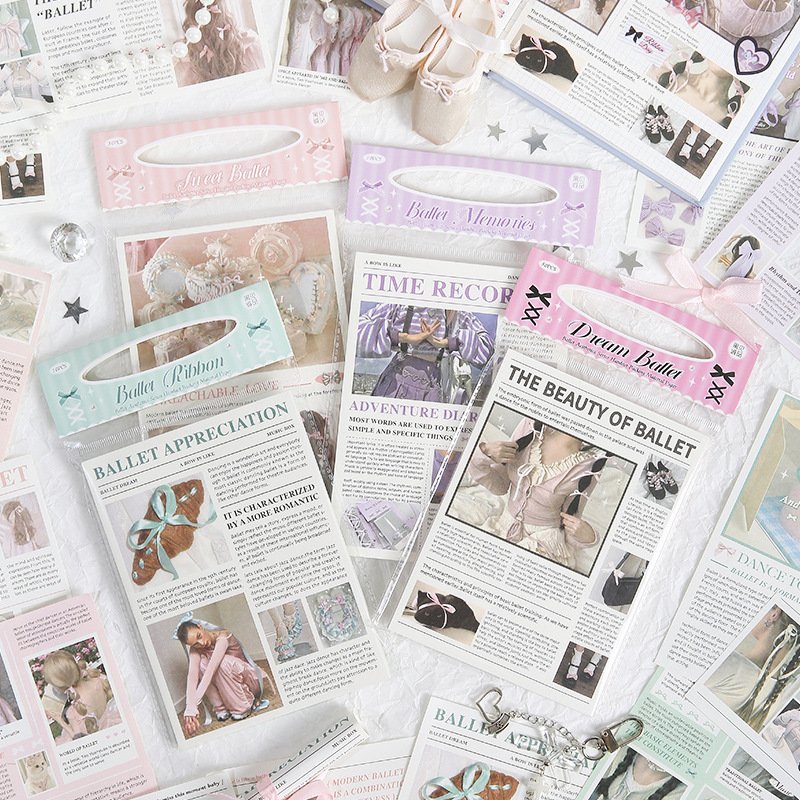 50pcs/pack Ballet aesthetic series ballet style wall stickers decorative material paper Korean handbook material paper