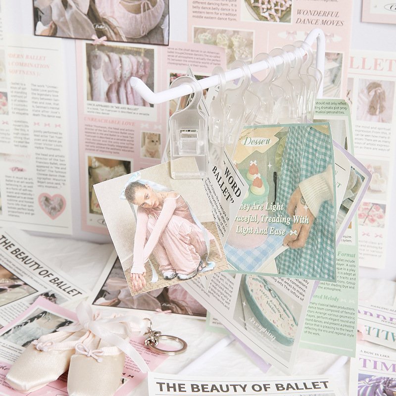 50pcs/pack Ballet aesthetic series ballet style wall stickers decorative material paper Korean handbook material paper