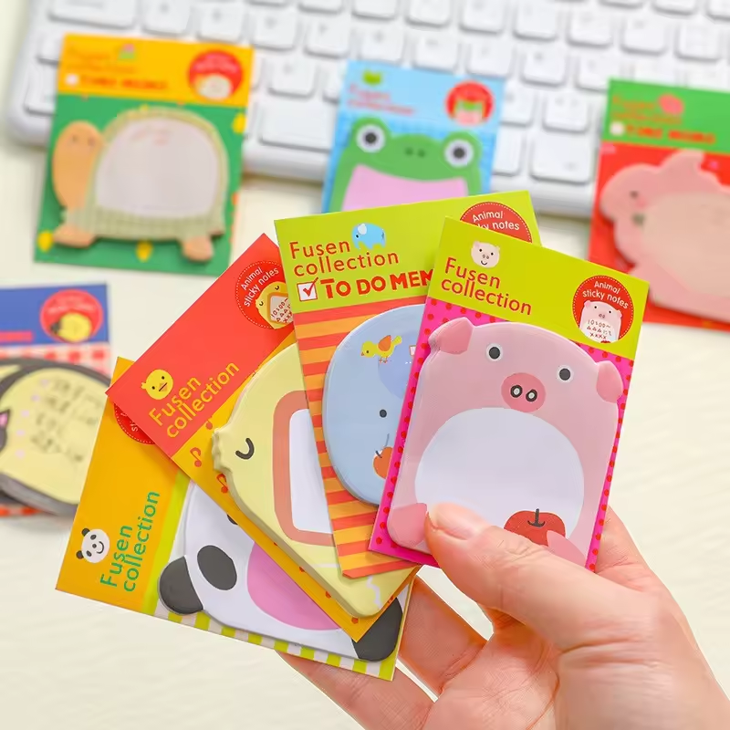 Custom Kawaii Cute Cartoon Memo Pad Self-Adhesive Multiple Designs Printed Sticky Notes for Writing pad for Promotions