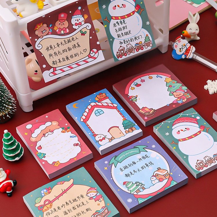 Christmas Memo Pads Note Paper Message Cute Decorative Sticky Notepad Stationery School Supplies Sticky Notes