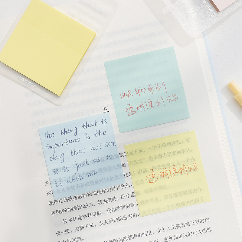 Custom Logo Sticky Notes Index Waterproof Multiple Colors PET Memo Pad Transparent Sticky Notes for Students