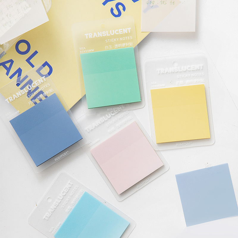 Custom Logo Sticky Notes Index Waterproof Multiple Colors PET Memo Pad Transparent Sticky Notes for Students