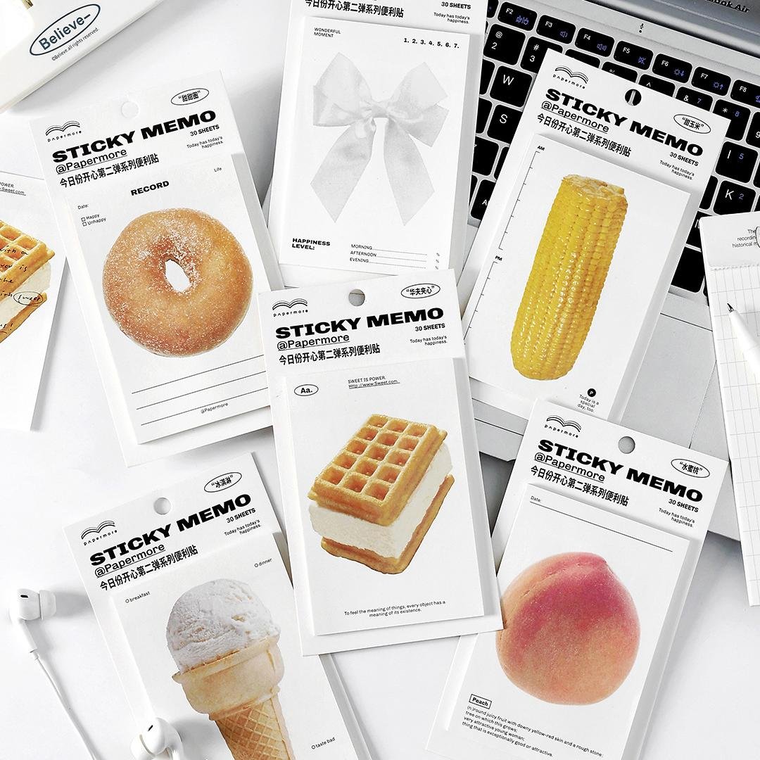 Ice Cream Donut Bow Peach Sticky Note Office Teaching Memo Pad Student Gift Stationery Decorative Message Stickers Custom