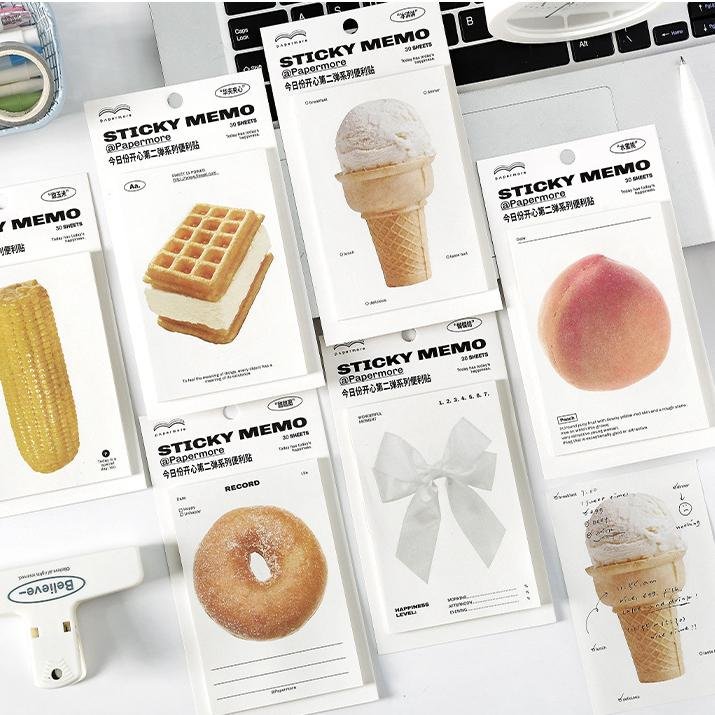 Ice Cream Donut Bow Peach Sticky Note Office Teaching Memo Pad Student Gift Stationery Decorative Message Stickers Custom