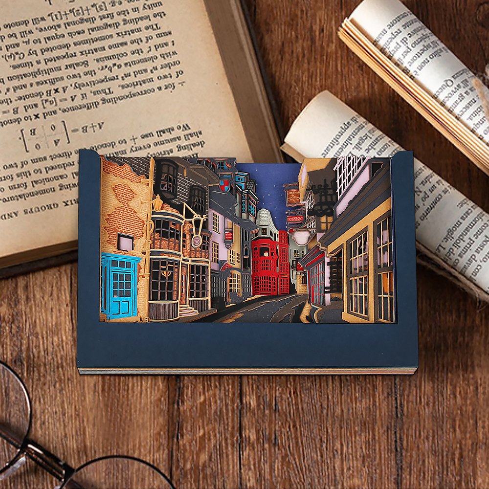 2025 New Product Hot Selling 3D Note Pad Creative Gift Beautiful City Diagan Alley Paper Carving Mom Pad Creative Gift Slip
