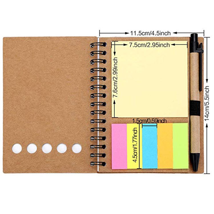 Custom Print Notepad With Pen Memo Sticky Notes Eco Kraft Paper Mini Notebook Note Pads With Pen