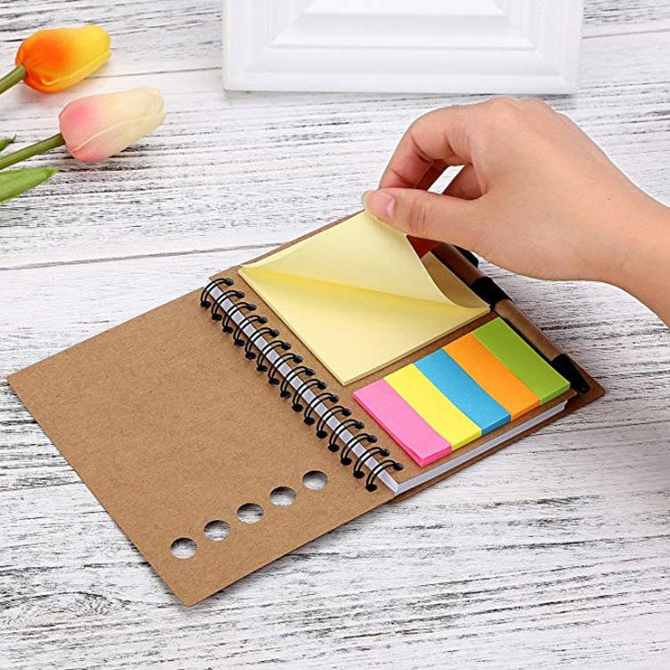 Custom Print Notepad With Pen Memo Sticky Notes Eco Kraft Paper Mini Notebook Note Pads With Pen