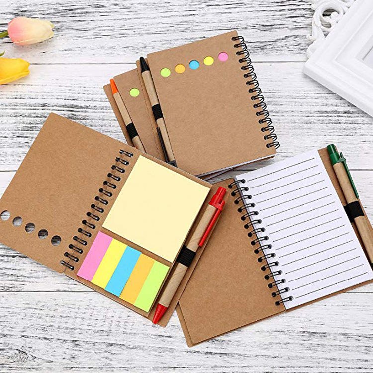 Custom Print Notepad With Pen Memo Sticky Notes Eco Kraft Paper Mini Notebook Note Pads With Pen