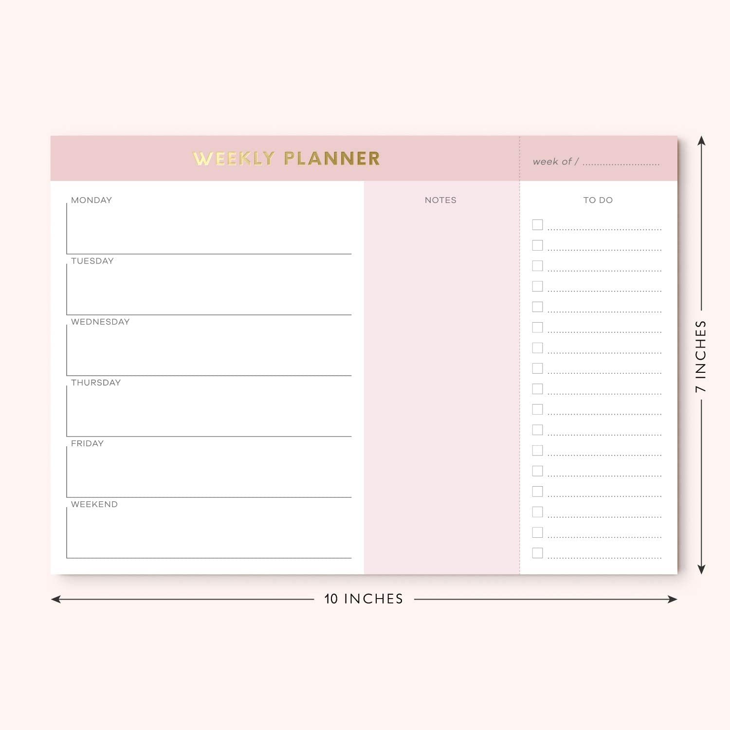 2025 New Design Weekly Notepads Custom Logo Printed Pink Gold With Tear Off To Do List Daily Notepad Planner