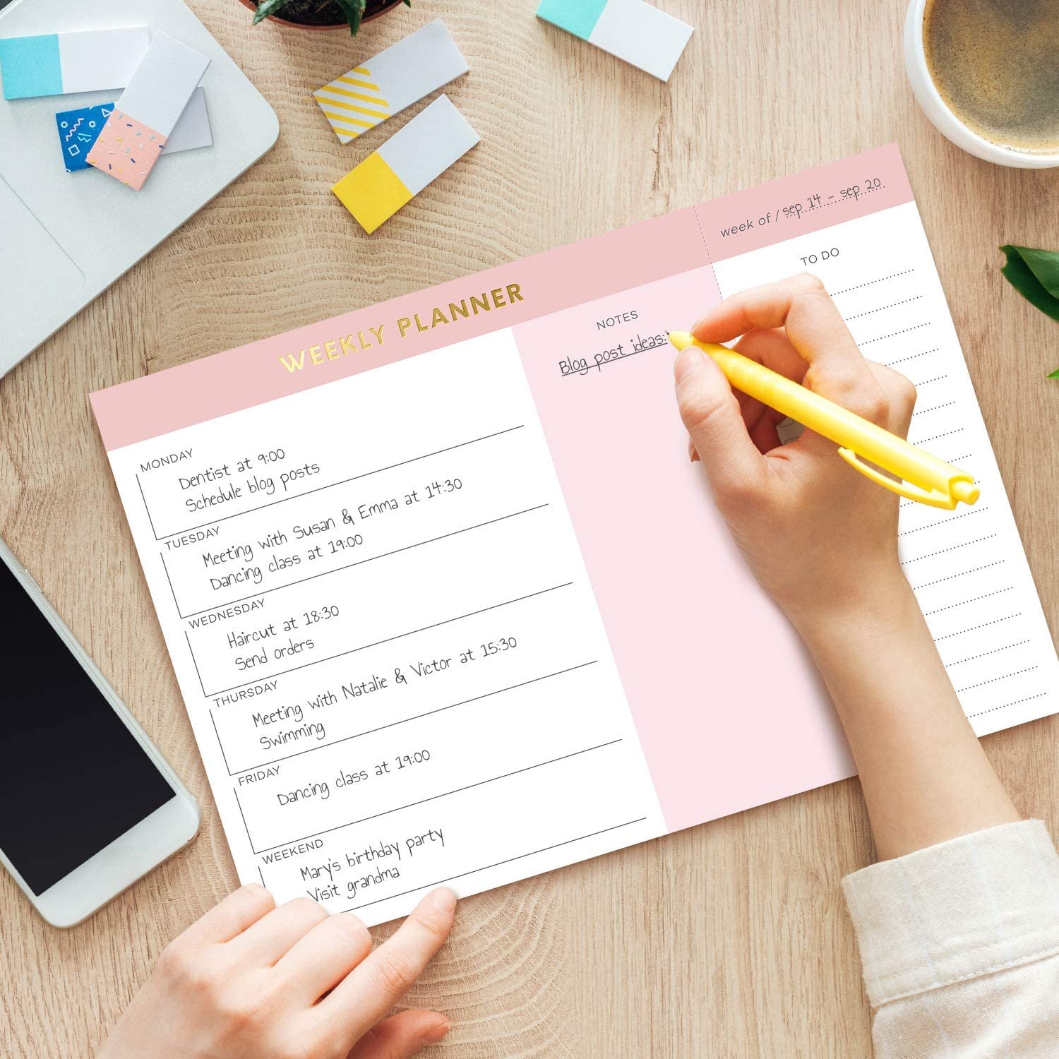 2025 New Design Weekly Notepads Custom Logo Printed Pink Gold With Tear Off To Do List Daily Notepad Planner