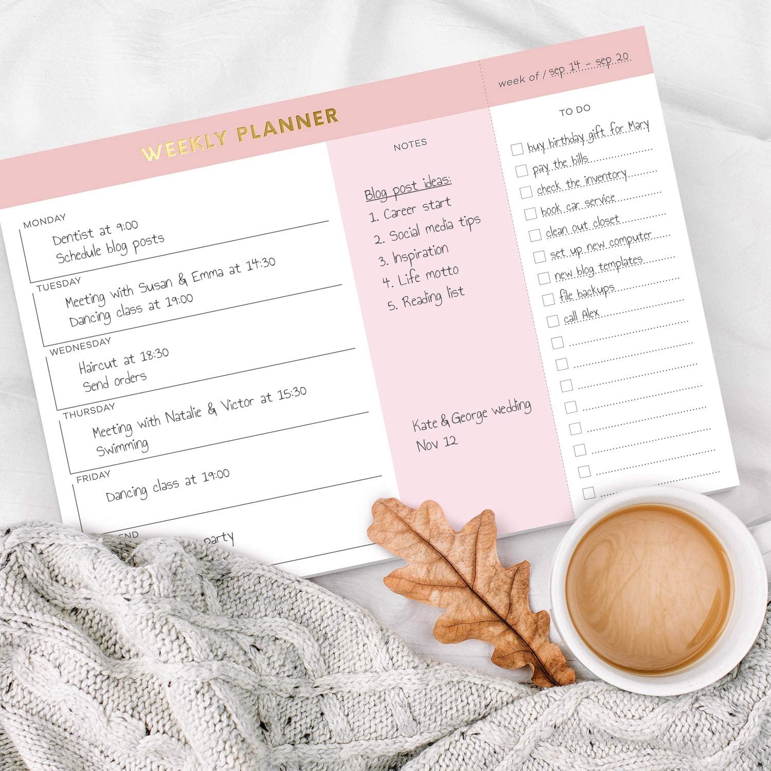 2025 New Design Weekly Notepads Custom Logo Printed Pink Gold With Tear Off To Do List Daily Notepad Planner