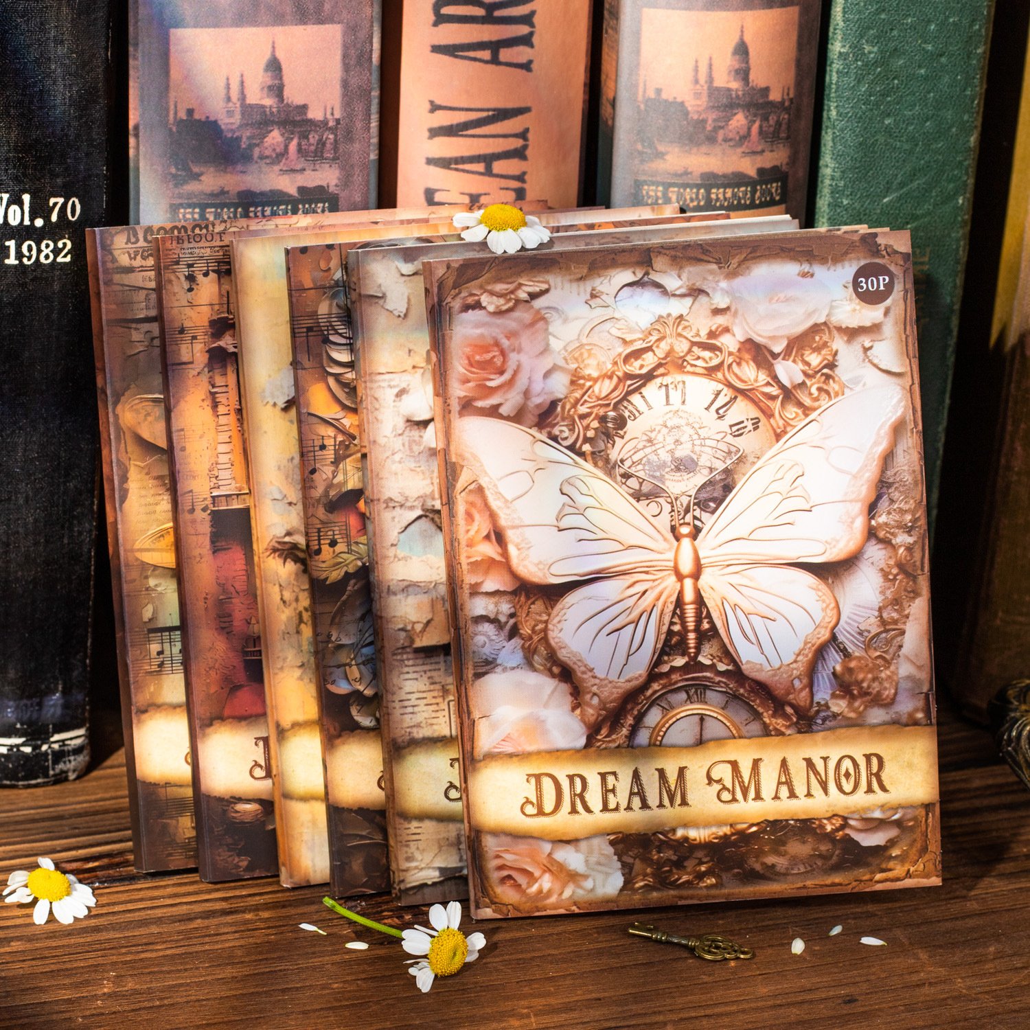 30pcs/pack Material Paper Dream Manor Series Retro Stereoscopic Simulation Handbook Material