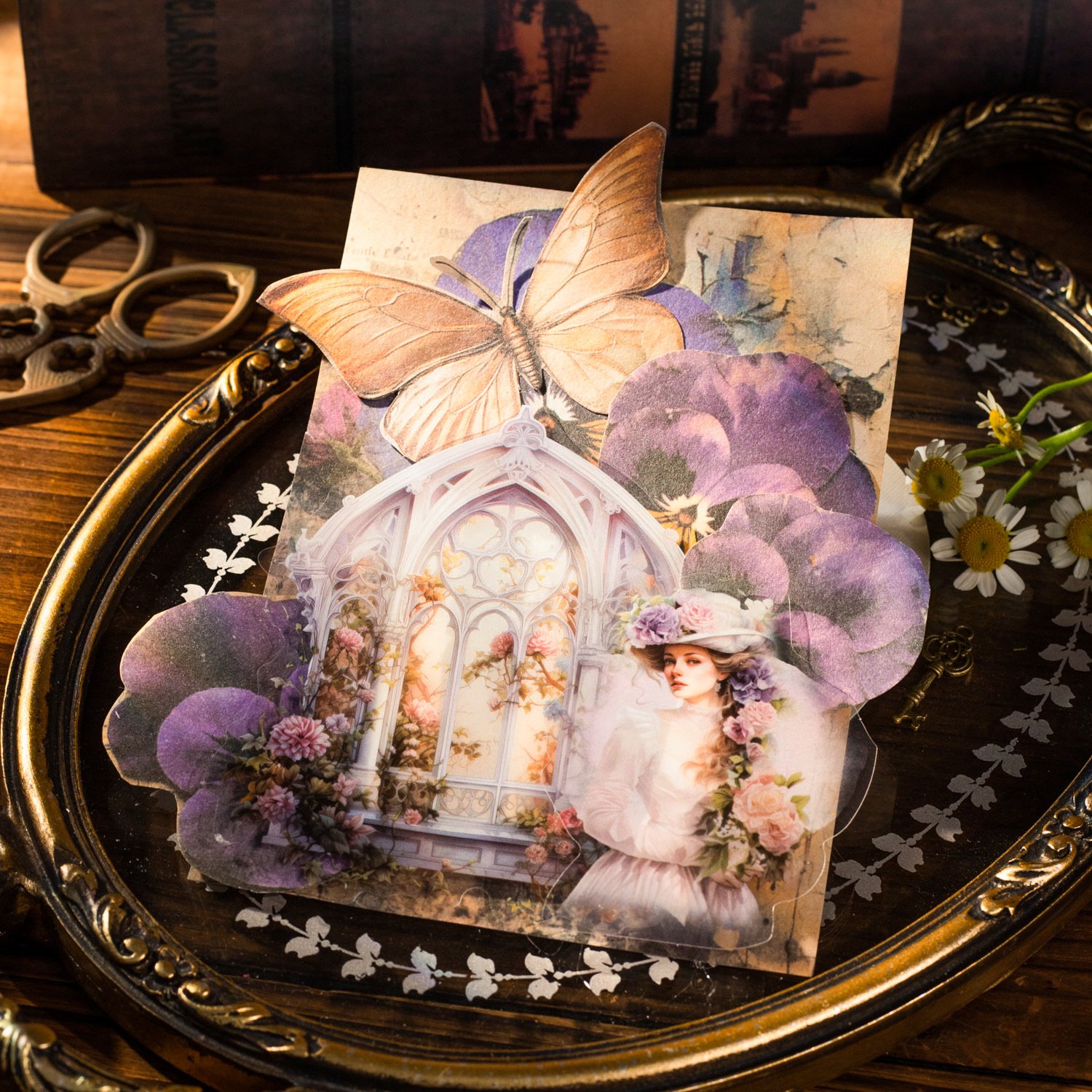 30pcs/pack Material Paper Dream Manor Series Retro Stereoscopic Simulation Handbook Material