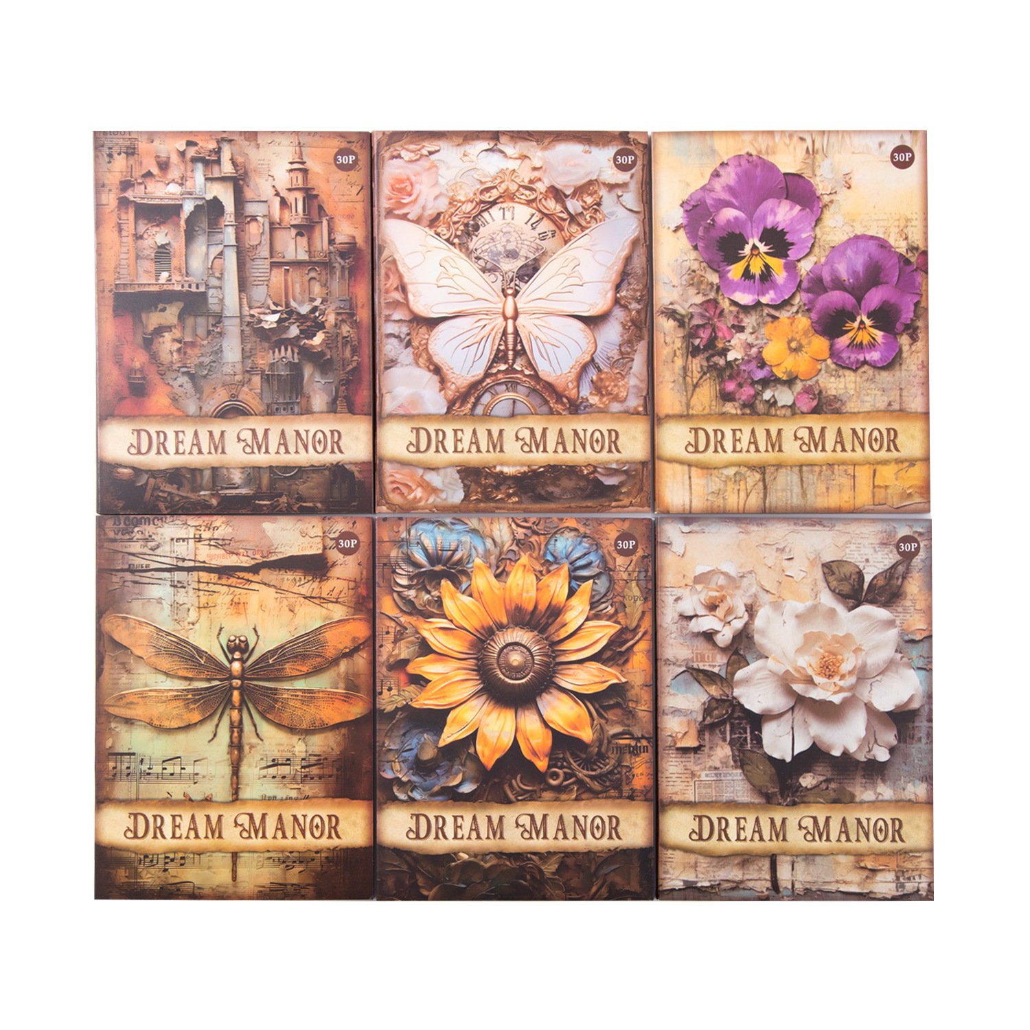30pcs/pack Material Paper Dream Manor Series Retro Stereoscopic Simulation Handbook Material