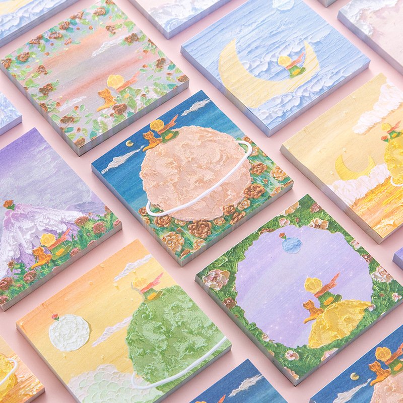 Cute Papeleria Cartoon Sticky Notes Oil Painting 3d Memo Pad Sticky Note Book School Supplies