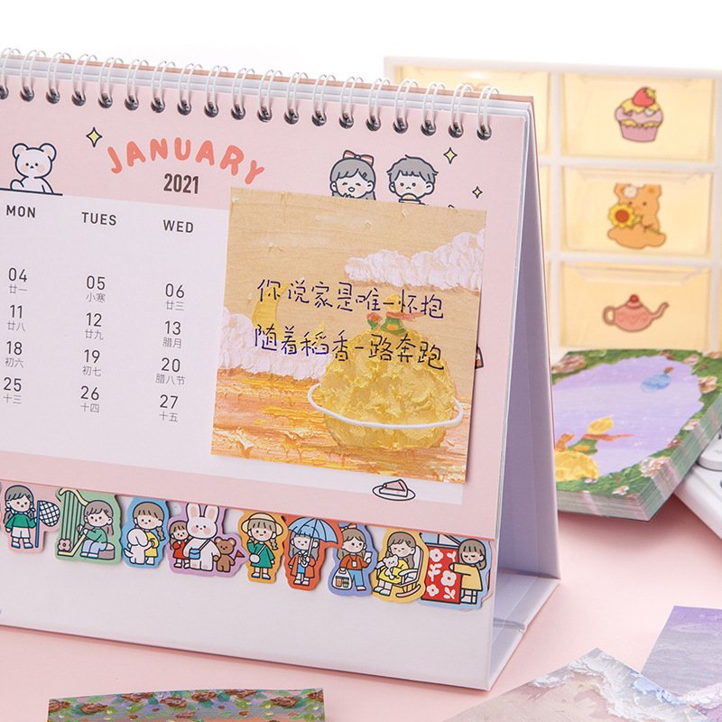 Cute Papeleria Cartoon Sticky Notes Oil Painting 3d Memo Pad Sticky Note Book School Supplies