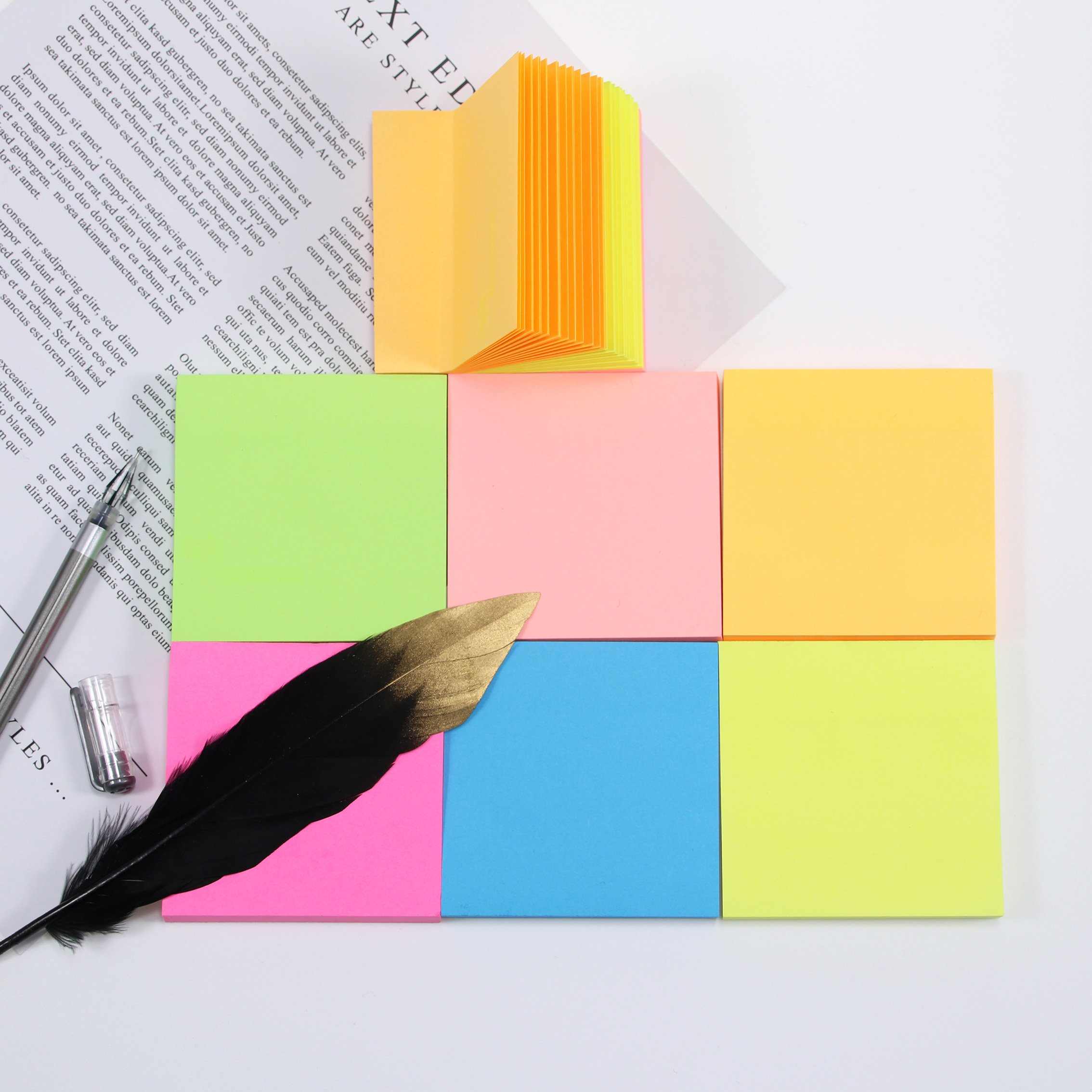 Hengxin Book Sticky Notes Fluorescent Colors 3*3inch Self-Adhesive Stationery Paper Notepad For Students