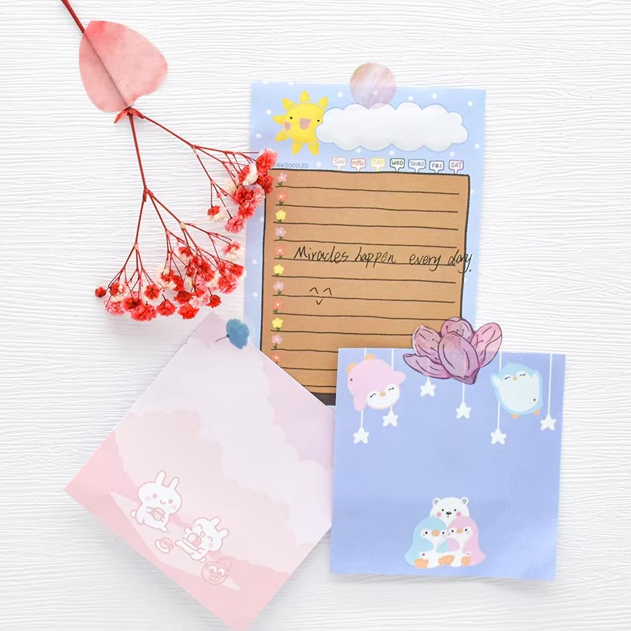 Custom Promotional Personalized Office Supplies Cute Stickers Sticky Notepad Customized Calendar Cartoon Retro Style Memo Pads