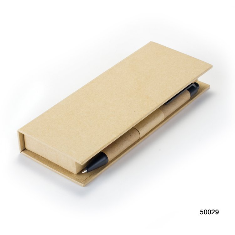 Hardcover Cardboard Sticky Note Pad Set Customized Kraft Memo Pad With PP Ruler And Paper Pen