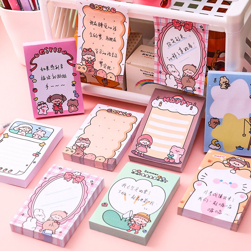 80 pages per pack Cartoon Cute Girl Sticky Notes Notebook Sticker Note Paper Portable Small Notebook Memo Pad