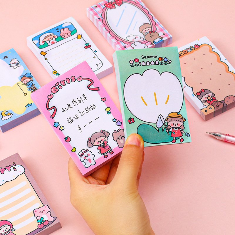 80 pages per pack Cartoon Cute Girl Sticky Notes Notebook Sticker Note Paper Portable Small Notebook Memo Pad